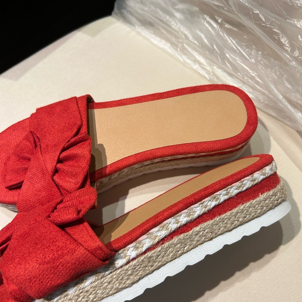 Red Espadrille Wedge Sandals